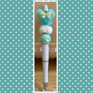 Disney Minnie Mouse Inspired Charm Beaded Pen, Ballpoint Pen, Twist Pen